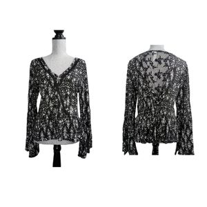 XS Others Follow, Floral Dress Top, Black Lace Open Back NWT